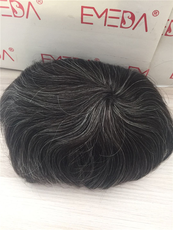 High quality remy human hair  piece super thin skin human hair with  grey hair men toupee YL259